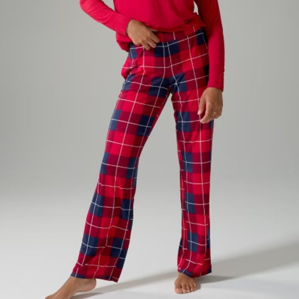 NWT Soma COOL NIGHTS Long Sleeve Pj Set  - Color -BLANKET PLAID NAVY - Size L - Picture 3 of 11